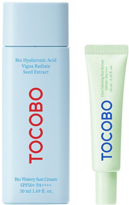 토코보 바이오 워터리 선크림 50ml + 시카 카밍 선세럼 10ml SPF50+ PA++++ 세트, 1세트