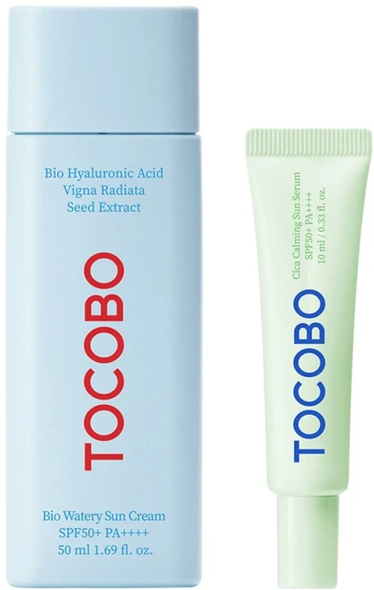 토코보 바이오 워터리 선크림 50ml + 시카 카밍 선세럼 10ml SPF50+ PA++++ 세트, 1세트 - 쿠팡