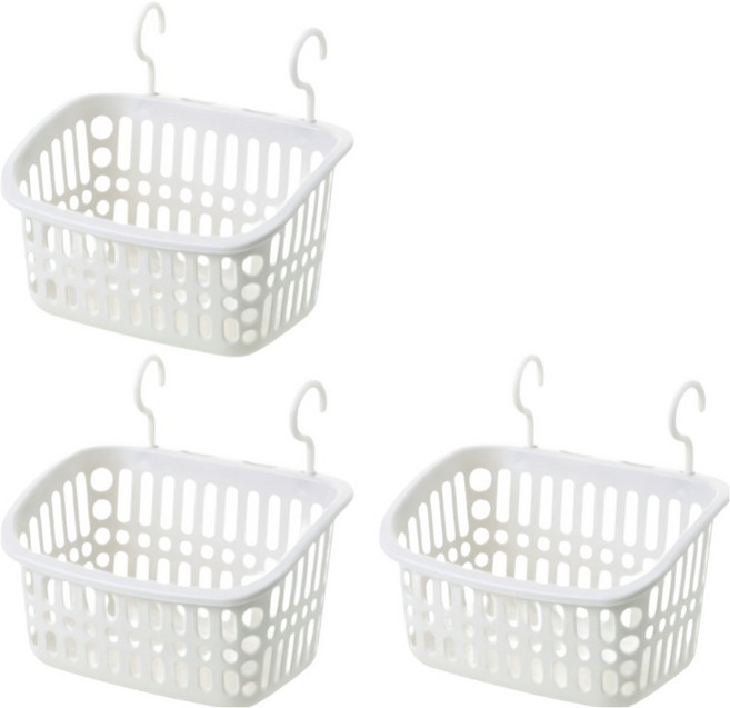 모아딜 후크 걸이식 다용도 수납 바구니, 그레이화이트, 3개