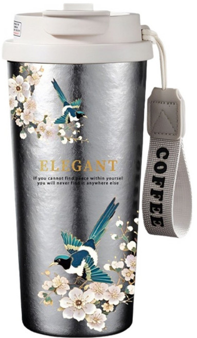 SUNORO 鈴蘭純鈦保溫杯, 花鵲舞 多色, 1個, 500ml