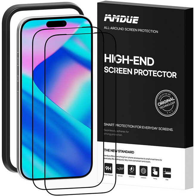 아이엠듀 풀커버 강화유리 휴대폰 액정 보호필름 2p 세트, 1세트