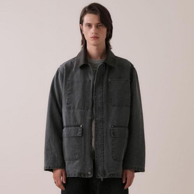 웨스트그랜드블러바드 메디슨 레더 카라 워시드 프렌치 워크 자켓