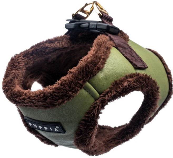 퍼피아 강아지 윈터 기모레더 조끼형 하네스 HB2266, 올리브, 1개