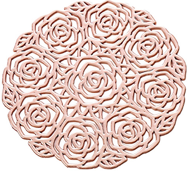 bebehome 金色玫瑰輕奢隔熱杯墊, 粉金玫瑰園, 10 x 10 x 0.1cm, 1個