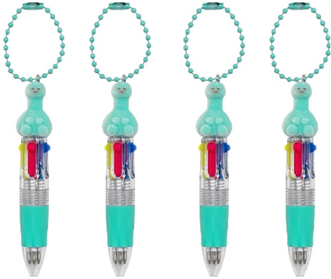 조선문방구 알바용 미니 4색 키링 볼펜 0.7mm, 민트, 4개