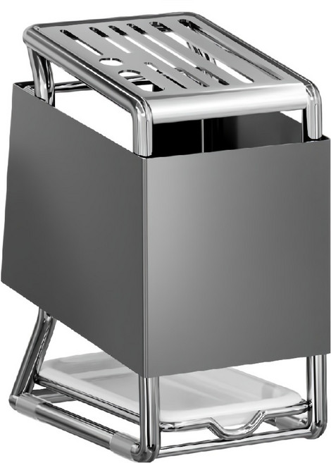 Couselect 奶油風斜插式刀架 廚房刀具收納瀝水置物架 Z款 16.5 x 12.5 x 25cm, 1個, 槍灰色