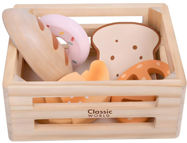 Classic WORLD 客來喜 香氣滿溢麵包籃經典木玩 50644, 1個, 多色