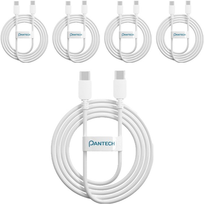 팬택 C타입-C타입 데이터 전송 초고속 충전 케이블 45W, 5개, 화이트, 2m