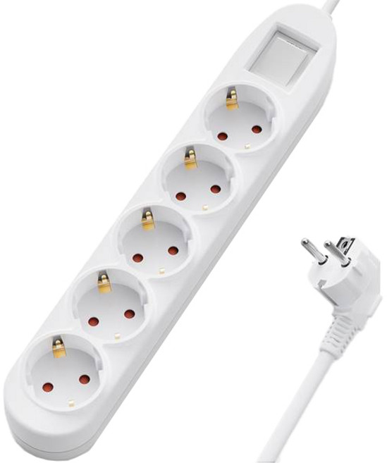 TGIC 16A 접지 과부하 차단 난연소재 멀티탭 5구 TGTAP-59J, 화이트, 1개, 1.5m