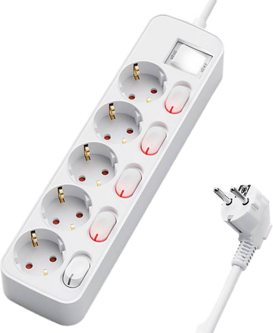 TGIC 16A 접지 과부하 차단 멀티탭 5구 TGTAP-59GS, 화이트, 1개, 1.5m