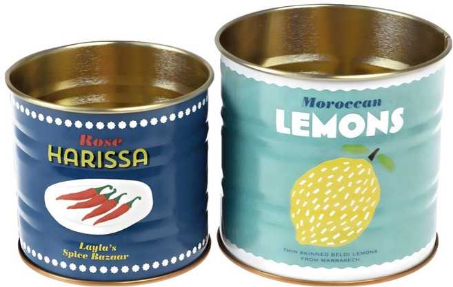 Rex LONDON 罐頭造型筆筒2件組, 檸檬辣椒 淺藍色 + 深藍色, 1組