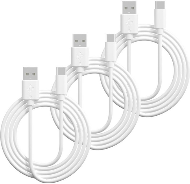 팬택 USB A타입-C타입 데이터 전송 고속 충전 케이블, 3개, 화이트, 1m