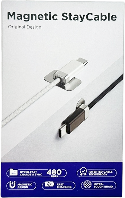 Magtame USB-A-Type-C 27W 磁性可固定充電傳輸線, 1.5m, 黑色, 1條