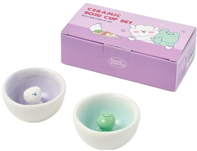 버터 햅삐데이 레이니 멍솜이 술잔 2종 세트, PURPLE + GREEN, 1세트