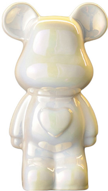 아트조이 하트 베어 저금통 베어브릭 중형, 펄화이트, 1개