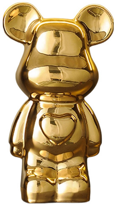 아트조이 하트 베어 저금통 베어브릭 중형, 골드, 1개