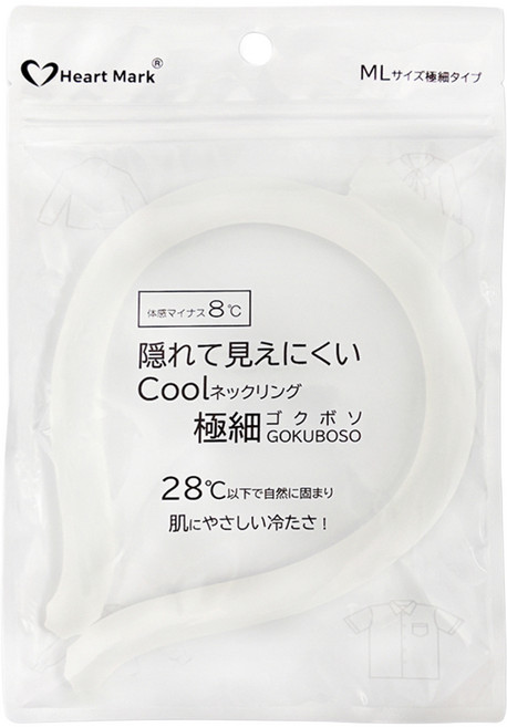 Heart Mark 極細型掛脖涼感頸圈, 白色, 1個