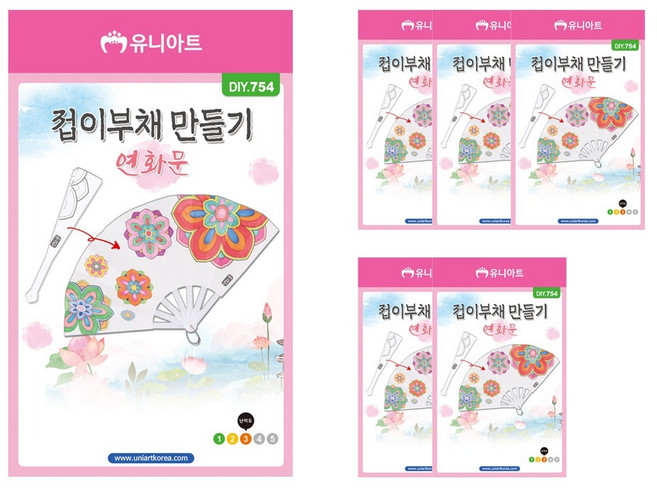 유니아트 접이부채만들기 DIY754 세트, 연화문, 6세트