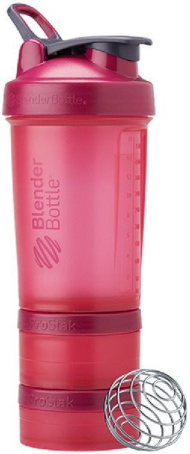 Blender Bottle Prostak V2多層分裝可拆式運動搖搖杯 22oz, 覆盆子, 650ml, 1個