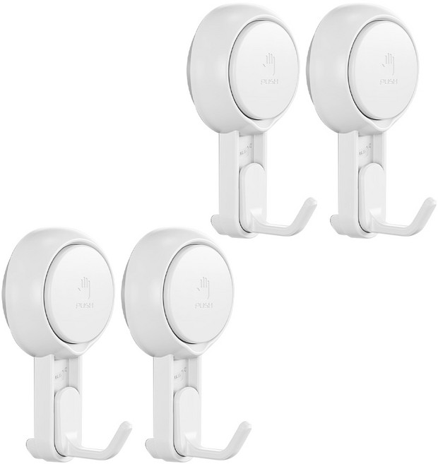 TAILI 太力 真空無痕吸盤掛勾/斜勾 AW879, 4個, 白色