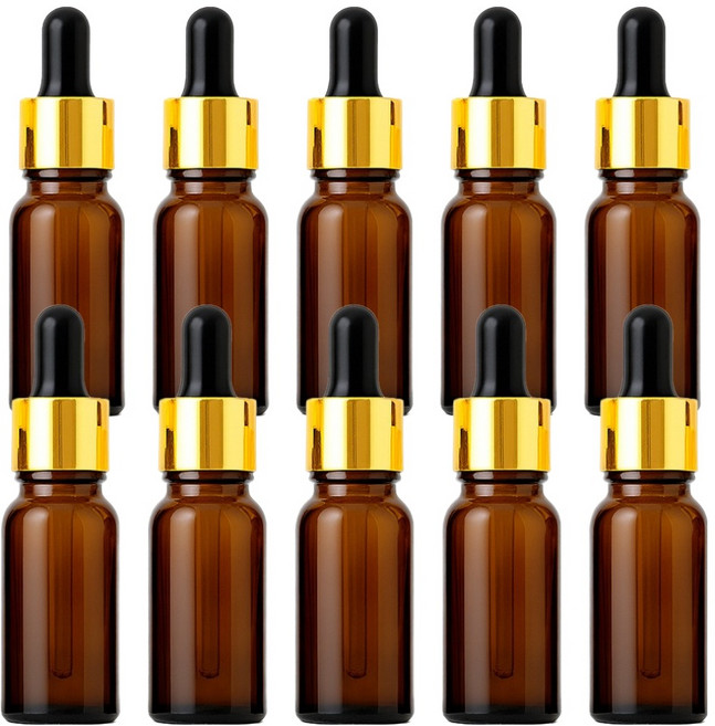 리빙메이커 화장품 아로마 오일 스포이드 에센스 에센셜 용기 20ml, 10개, 갈색