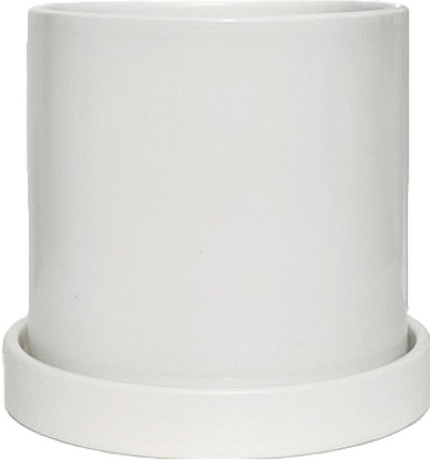 도시정원 모던 도자기 원형 화분 0808, 화이트, 1개