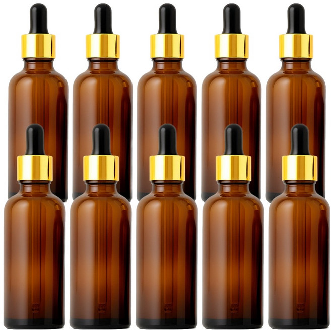 리빙메이커 화장품 오일 스포이드 에센스 에센셜 용기 100ml, 10개, 갈색