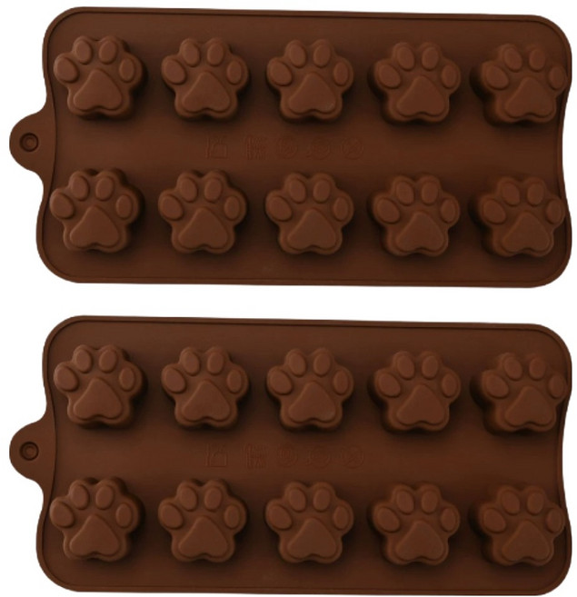 벤듀라 고양이 발바닥 초콜릿 몰드 10구, 브라운, 2개