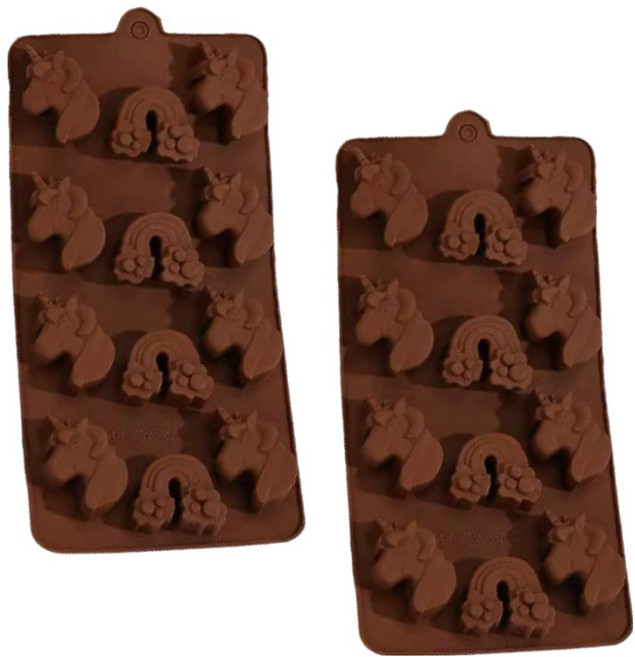 벤듀라 유니콘 말 초콜릿 몰드 12구, 브라운, 2개