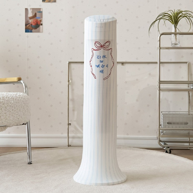 베베데코 스판 가전 멀티커버 빈티지리본 선풍기커버 타워형, 블루스트라이프