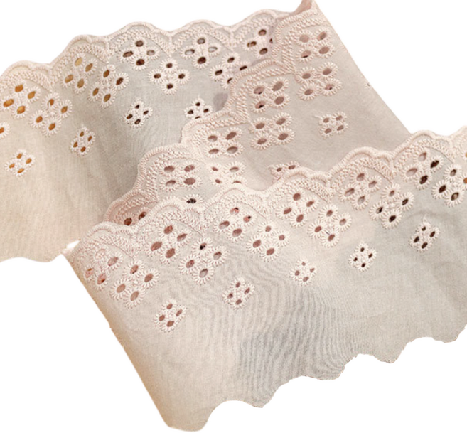 코히모 의류 리폼 DIY 곱창밴드 만들기 면자수 레이스 8 x 450 cm 5W0605, 1개, 핑크