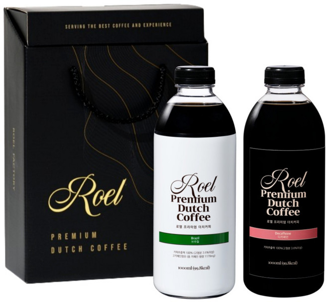 로엘 더치커피 콜드브루 원액 선물세트, 브라질 1L + 디카페인 1L, 1세트