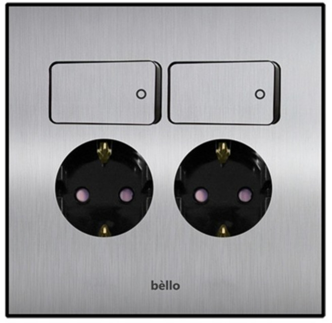 위너스 벨로 스위치부착 2구 콘센트 실버, 1개