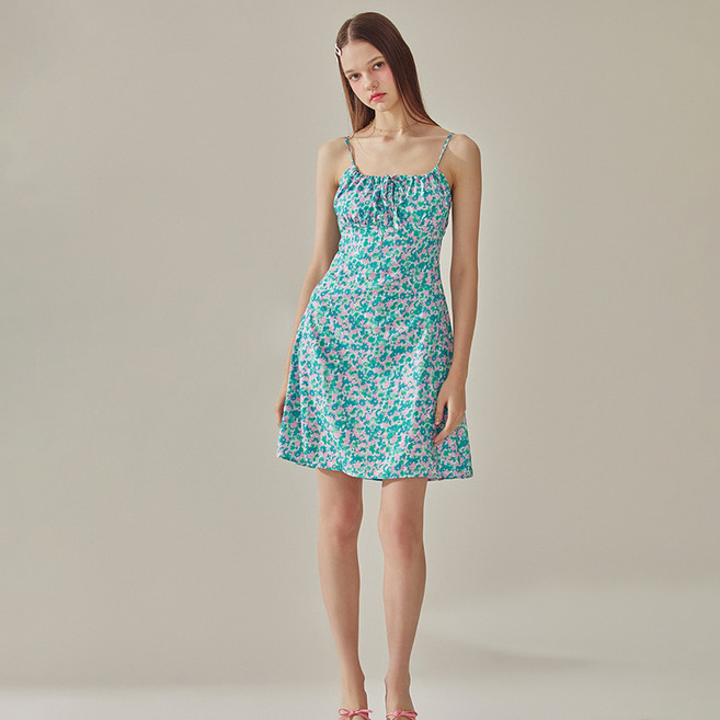 비키니밴더 여성용 앤스 플로랄 스트링 미니원피스