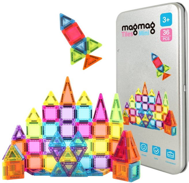 젠토이 마그마그 타일즈 미니 자석블럭 36p, 혼합색상, 1개