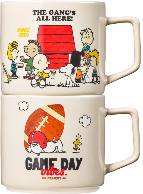 락앤락 피너츠 스누피 머그컵 390ml x 2종 세트, 혼합색상, 1세트