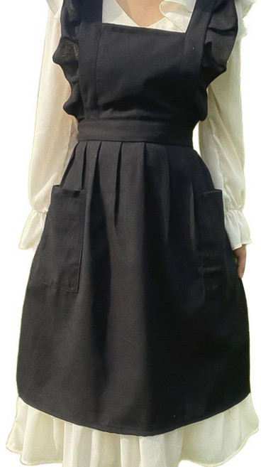 더자카 러블리 프릴 앞치마, 블랙, 1개