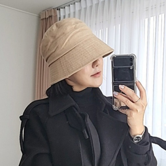 한스모자 무지 면 버킷햇