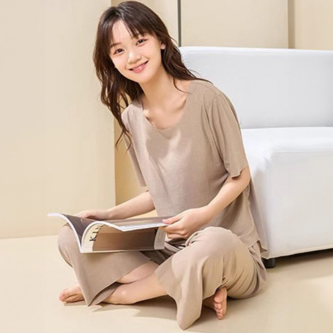 투이스타 여성용 아이스실크 홈웨어 파자마