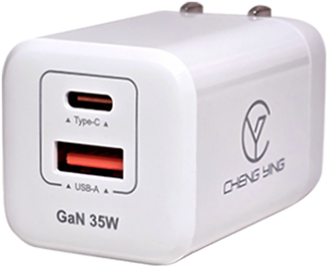 CHENG YING GaN 35W雙孔充電頭 CG35W-AG, 白色, 1個