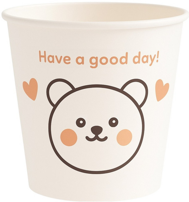 이로울생활 곰돌이 인쇄 종이컵 180ml, 1개, 200개입