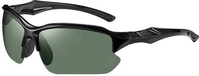 타미나요 깔끔한 편광 스포츠 선글라스, 블랙프레임 + 그린, 1개