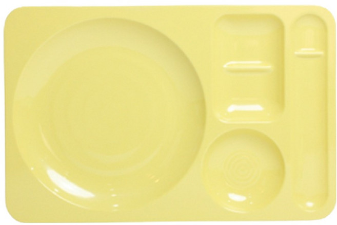 리빙메이트 국산 멜라민 단체급식 표준형 양식식판, 파스텔 노랑, 1개