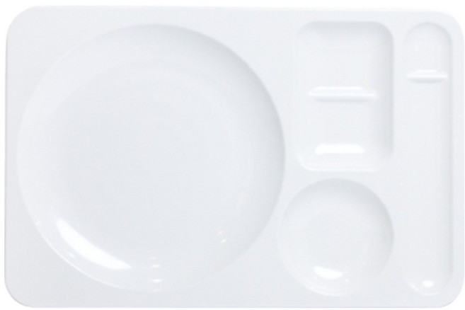 리빙메이트 국산 멜라민 단체급식 표준형 양식식판, 크림, 1개