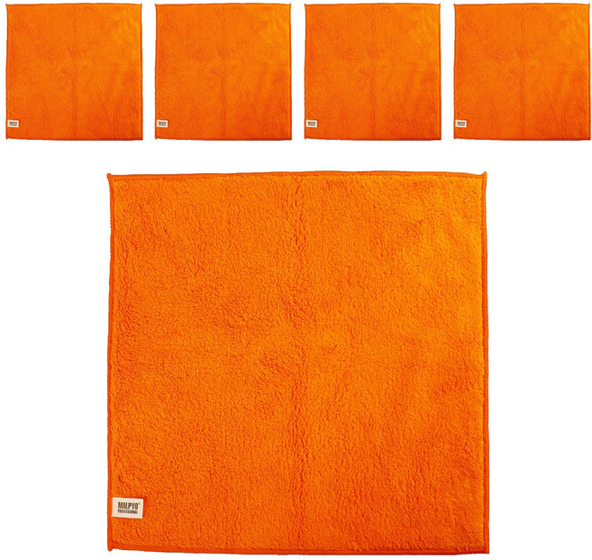 말표 극세사 손걸레 양면클리너 세차 타월 5p, 오렌지, 1개