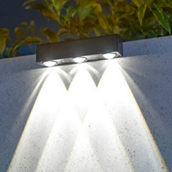 21세기트랜드 라이트온 태양광 3led 울타리 난간 계단 정원등, 블랙 + 주광색+전구색