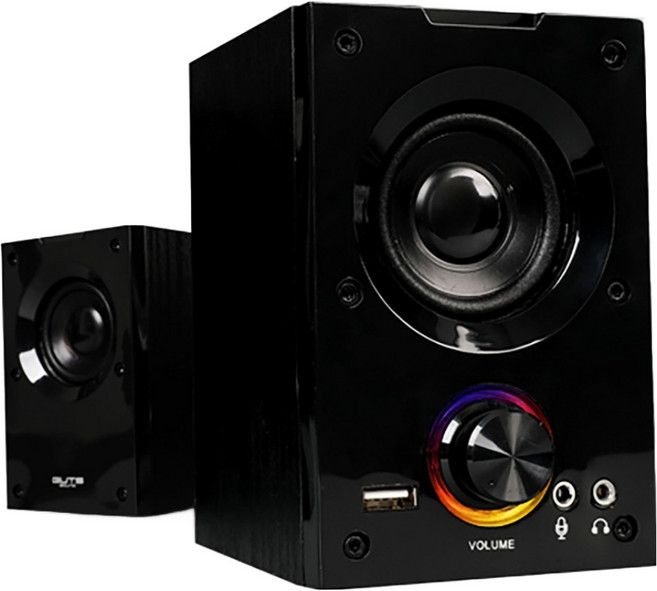 MONSTARGEAR RGB 木紋 USB PC 電競電腦喇叭, 黑色, LIVE 10