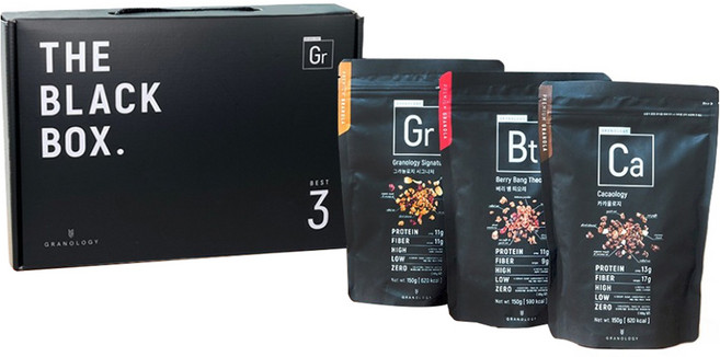 그라놀로지 더 블랙박스 시그니처 150g + 카카올로지 150g + 베리 뱅 띠오리 150g 선물 세트, 450g, 1세트