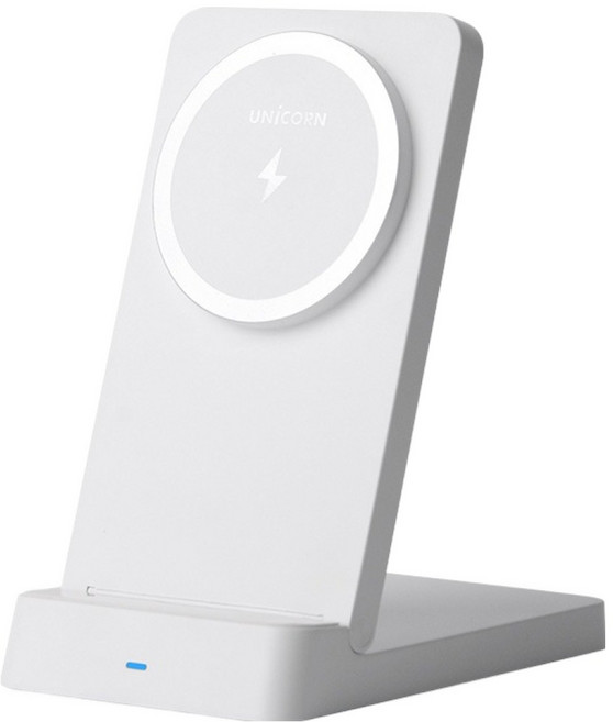 유니콘 15W 접이식 PD3.0 QC3.0 지원 스탠드 맥세이프 고속무선충전기 ZQ-M15W, 화이트, 1개