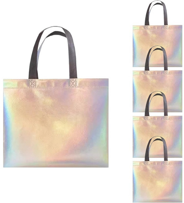 투코비 홀로그램 부직포 쇼핑백, 혼합색상, 5개